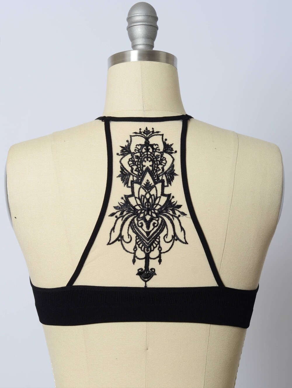 NWT Black Tattoo Mesh Racerback Bralette